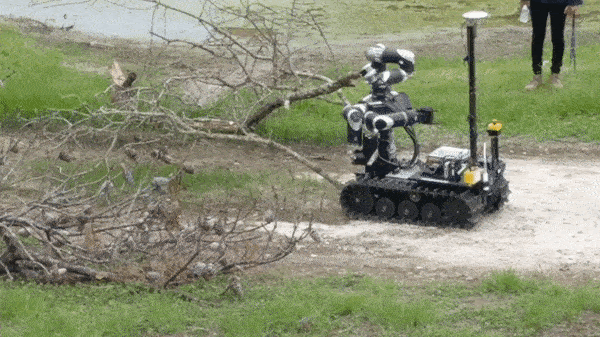 RoMan mobile manipulation robot clearing debris